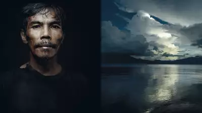 The magical waters of Lake Tanjung seem to be mirrored in the lips of a coffee grower