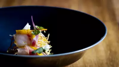 Bream sashimi, shichimi crispy potato