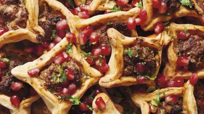 Fatayer from Palestine on a Plate. Photography by Ria Osbourne
