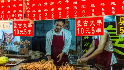 Chicken skewers in Beijing