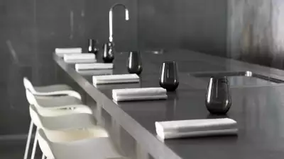 The slick, modern interior of Simon Rogan's Aulis, which is set to be the most high-tech cooking facility in the country