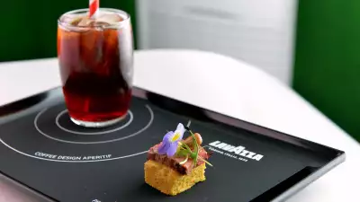 Peruvian anticuchos, the coffee design apertif by head chef of LIMA Robert Ortiz