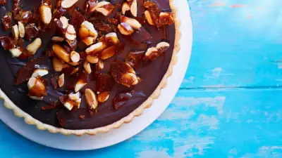 Macmillan's chocolate and peanut praline tart