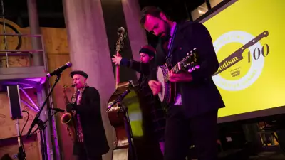 The jazz band performing at the Foodism 100 awards night in Borough Market