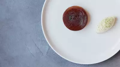 Caramelised apple with douglas fir ice cream at Roganic