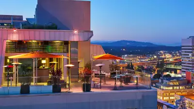 Departure restaurant's rooftop terrace in Portland, Oregon