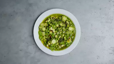 Pea, bean and courgette from the Garden Caf&eacute;