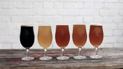The lineup of beers at Brick Brewery, Peckham