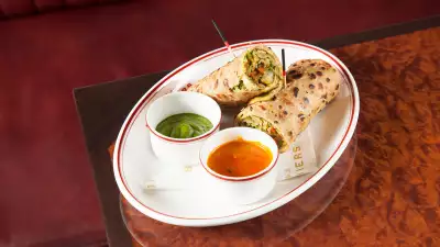 Tawa masala lobster and shrimp kati roll from Brigadiers, Bloomberg Arcade