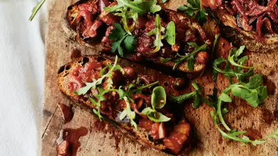 Jessica Elliott Dennison’s sticky tomato and olive aubergine caponatas