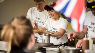 Sandia Chang at the World Hot Dog Championships in Copenhagen