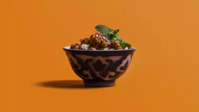 Fried chickpeas with chopped salad