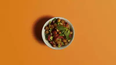 Fried chickpeas with chopped salad