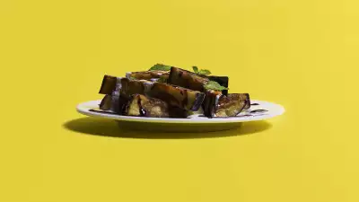 Fried aubergine with date molasses and feta