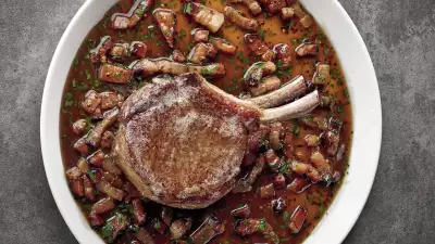Matty Matheson's Double-Bone Pork Chop with Maple Jack Daniel’s Bacon Sauce
