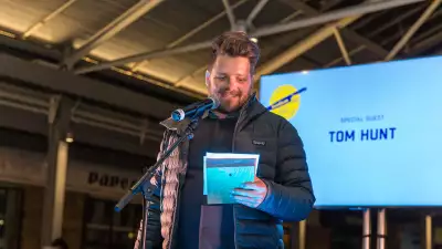 The Foodism 100 awards night 2019: guest speaker Tom Hunt addresses the crowd