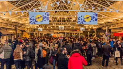 Greenwich Market dressed up for the Foodism 100 awards night