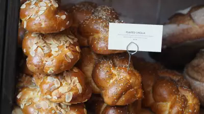 Marzipan challah and plaited challah bread from GAIL's Bakery