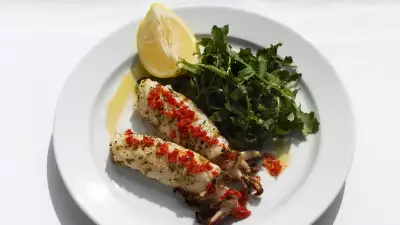 Grilled squid and red chilli at The River Caf&eacute;