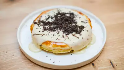 Shallot and comte tart with truffle