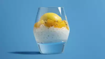 Coconut yuzu tapioca, avocado mango sorbet and roasted pineapple