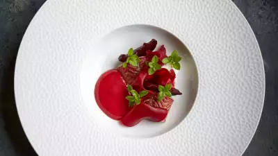 Beetroot, smoked eel and yoghurt
