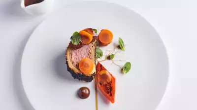 Lamb Wellington, carrot, mint