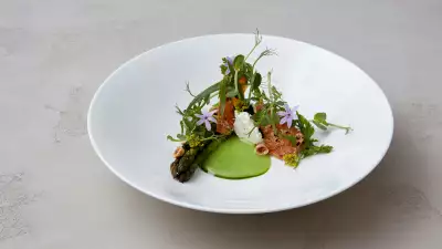 Asparagus, this morning's ricotta, chervil