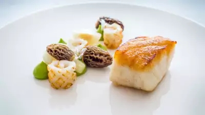 Newlyn cod, new seasons garlic, Turkish morels, line-caught squid