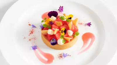 Rhubarb and custard tart at The Ivy