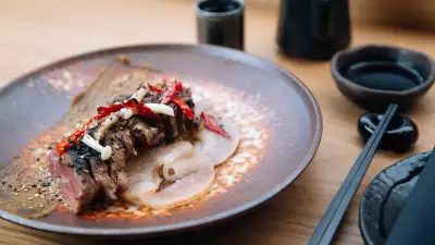 Wood flamed Iberica pork pluma at Robata