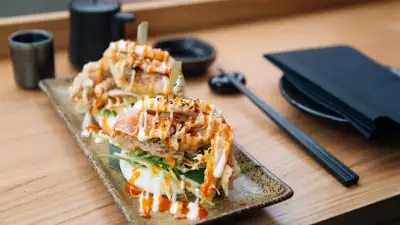 Soft shell crab bao bun at Robata