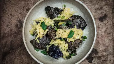Wood roasted purple potatoes at Gold