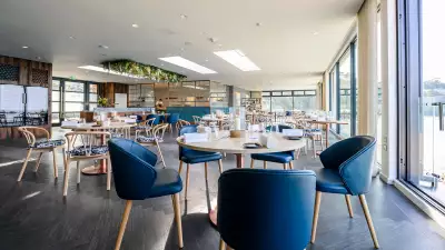 The dining room at Story by the Sea in Cornwall