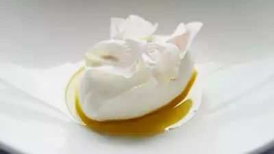 White rose ice cream with rose oil and rose vinegar at Silo