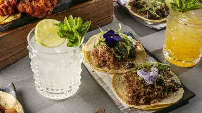 Taco and margarita at Madera restaurant at the Treehouse hotel in London
