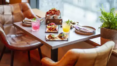 Taco and margarita at Madera restaurant at the Treehouse hotel in London