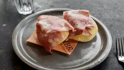 Mortadella and gnoccho frito at Ombra, Hackney