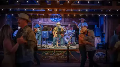 A band playing in Luckenbach, Texas