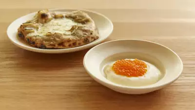 Potato flatbread and cod's roe