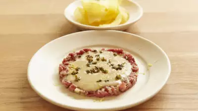 Beef carpaccio, tonnato dressing and rocket