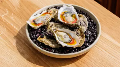 Oyster, tomato, Worcestershire sauce and olive oil