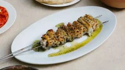Cornish squid brushed with a garlic and za&rsquo;atar oil