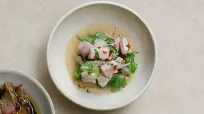 Wild sea bass crudo, seasonal citrus and jalape&ntilde;o aguachile