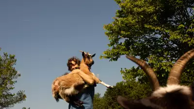 Roberts and one of his goats