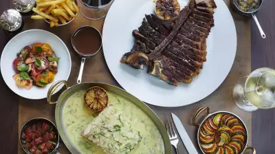 Turbot tranche with meuni&egrave;re and grain-fed black angus T-bone