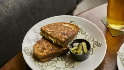 Marmite and shallot toastie