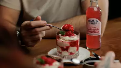 Goat&rsquo;s cheese and raspberry fool made with Franklin & Sons Pressed Raspberry Lemonade.