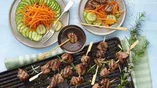 Grilled lamb skewers in Char Siu sauce