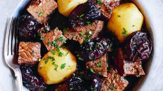 chunks of beef with meltingly-soft prunes